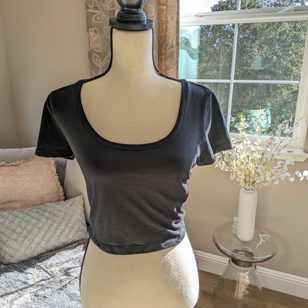 Wild Fable fitted cropped black tee // size medium
